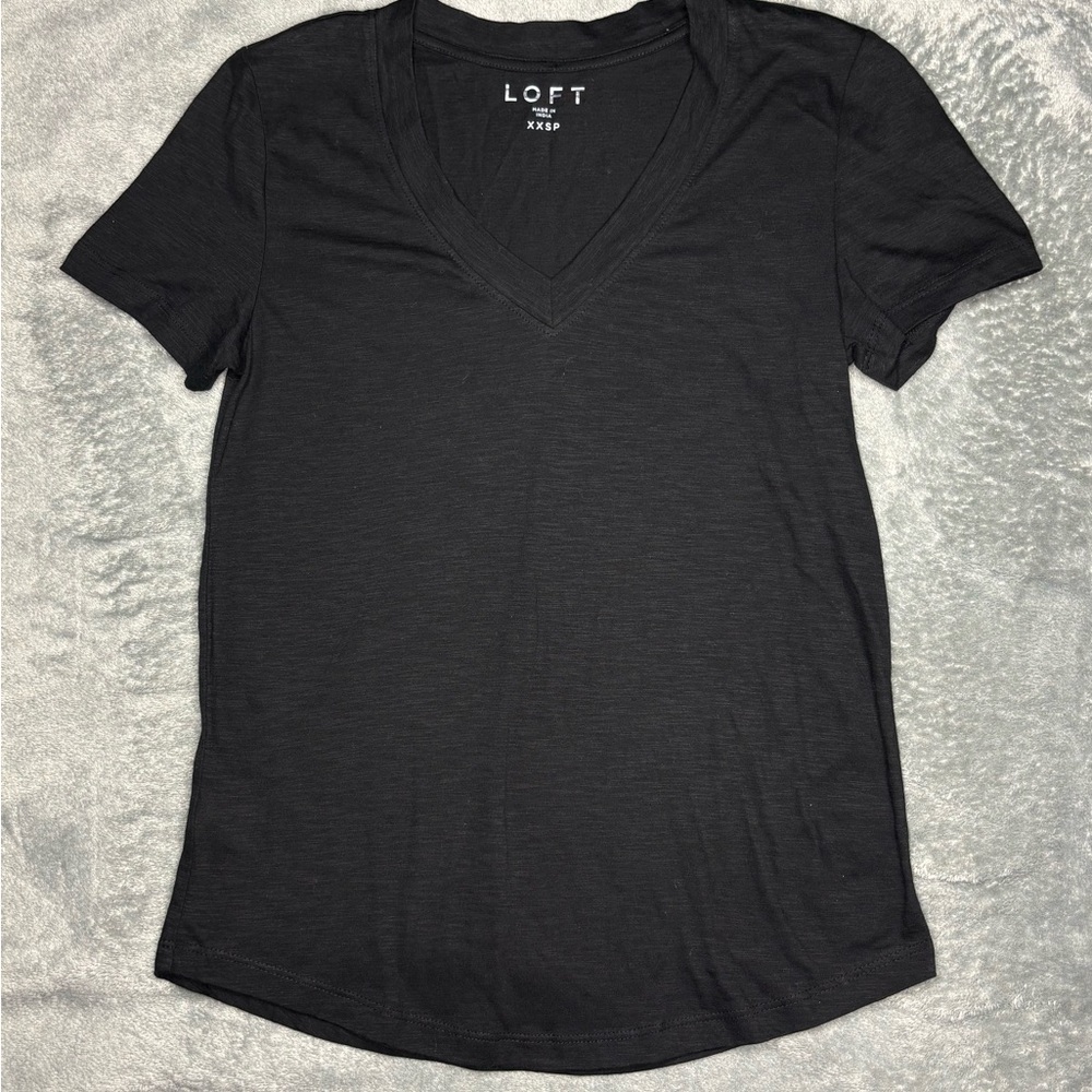 LOFT Black V-Neck Short Sleeve Tee